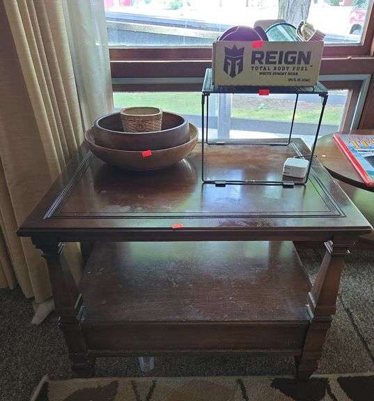 Wood End Table - no contents included 21”x21”x27”