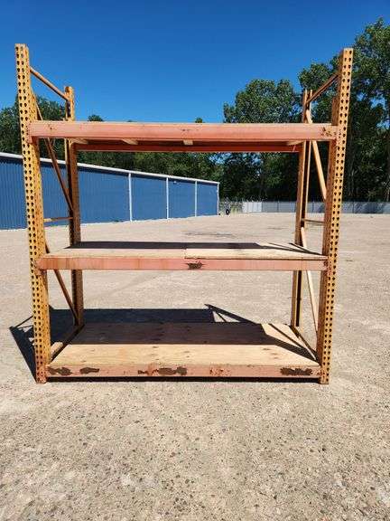 Teardrop Pallet Racking Section With 3 Shelves And 3/4" Plywood Decking 9' Tall X 8' X Wide X 42" Deep Extremely Heavy Duty