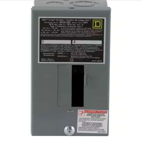 Square D QO 30 Amp 2Space 2Circuit Indoor Main Lug Load Center
