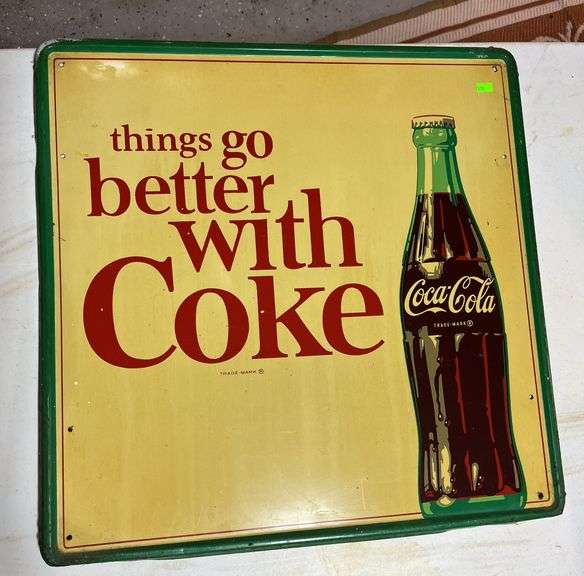 "Things go better with coke" tin sign, Robertson 746 23x23"