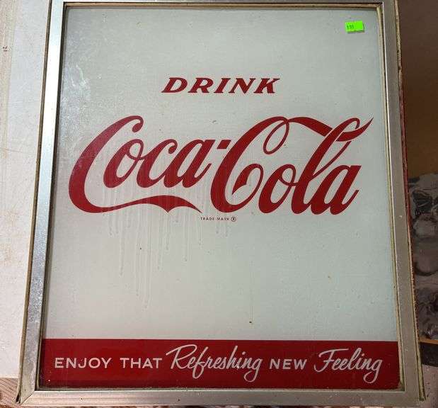 Drink Coca-Cola "Enjoy that Refreshing New Feeling" glass framed insert 17x19x1 1/2