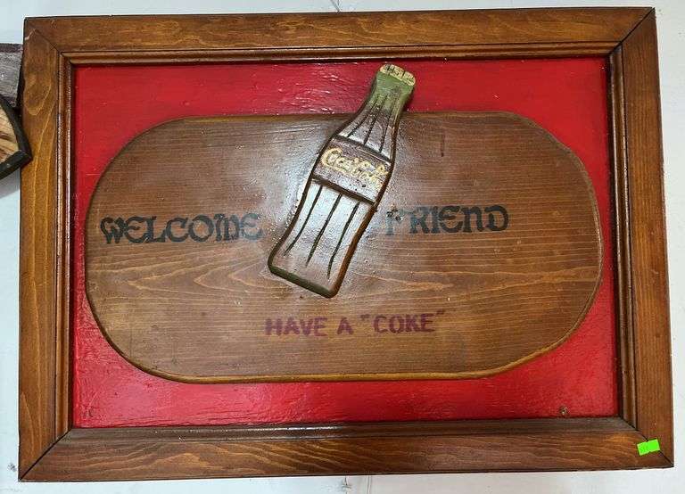Wood Coca-Cola sign 18x27" welcome friend