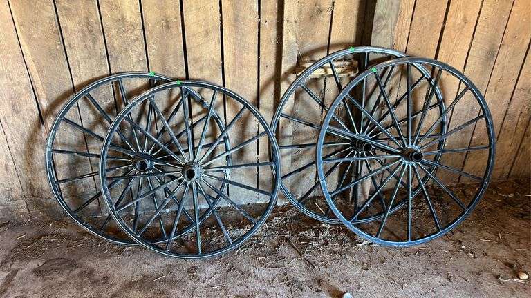 4- Vintage Carriage wheels with Steel Edge wheels 41” (Fit lot # 1)