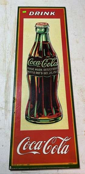 Drink Coca-Cola sign on pressed board 11.5x35"