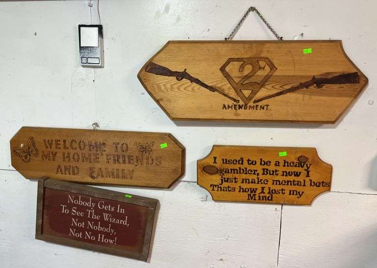 4 wood signs various sizes