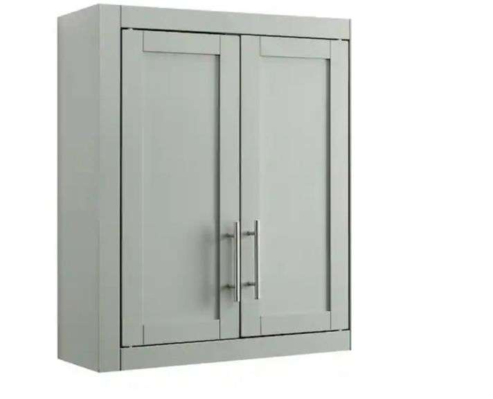 Crosley Savannah Hoher Vorratsschrank - Küchen-Organizer Mit Regalen, Shaker-Türen, Grau, Für Esszimmer & Waschküche