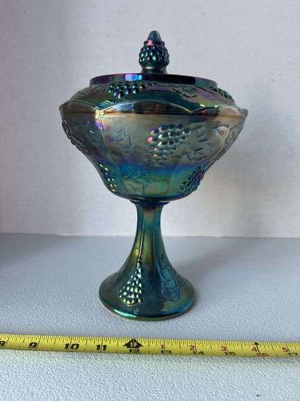 Carnival covered candy pedestal dish