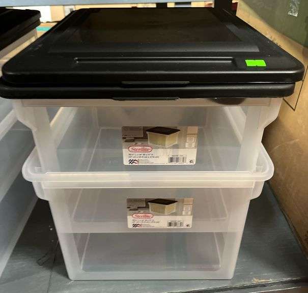 (2) Sterilite plastic file boxes with lids 18.5x14x11" - Metzger ...