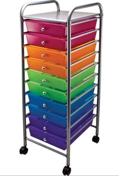 Rolling Organizer 10-Drawer Assorted Colors