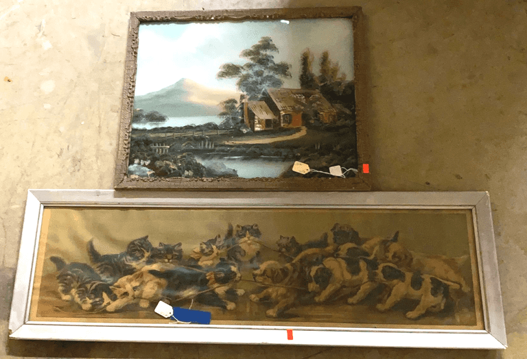2- Framed Prints inc. yard long cat picture 38” x 12” & 17” x 21”