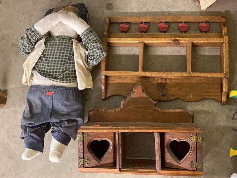 (2) Wood Shelves 21”, 18” & Time Out Doll