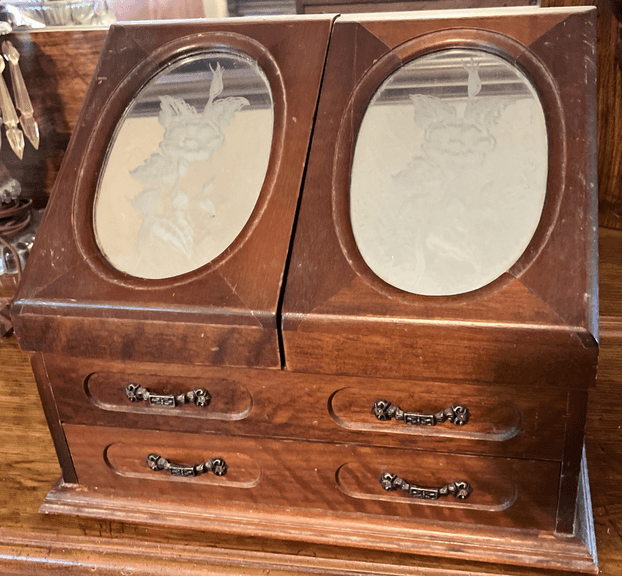 Jewelry Box with Necklaces, Earrings, Misc. 11x10x7"