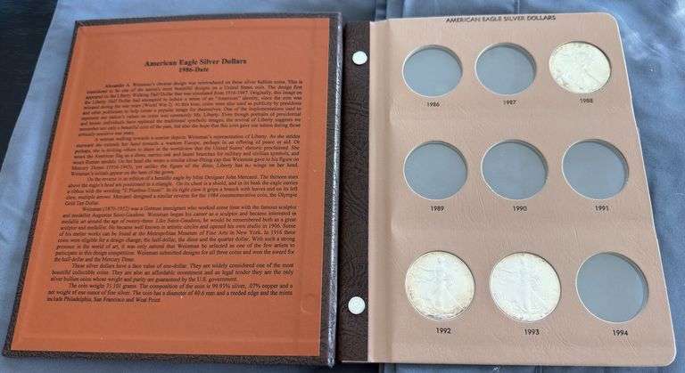 American Eagle Silver Dollars Book (14 Coins)
