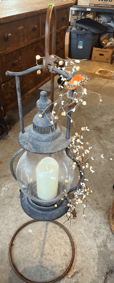 Battery operated lantern candle with stand 38"