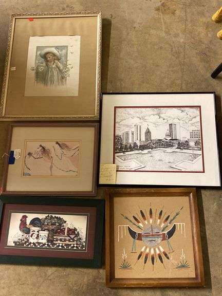 5 - Framed Pieces inc. Fort Wayne, IN by Mary Obergfell, Victorian & Western Scenes, 14"x14", 17"x10", 12"x15", 19"x16", 17"x21"