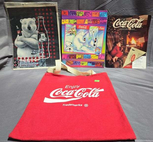 Enjoy CocaCola Trademarks Tote Bag, (3) CocaCola Book Covers, The