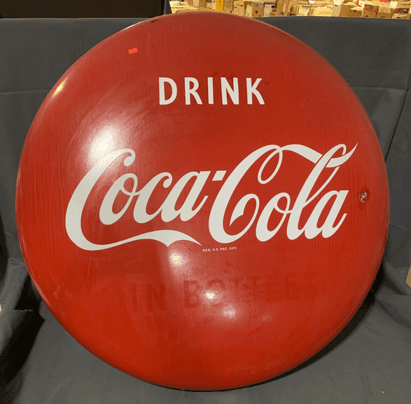 Drink Coca-Cola Metal Display Sign (Has Damage) 3' Dia