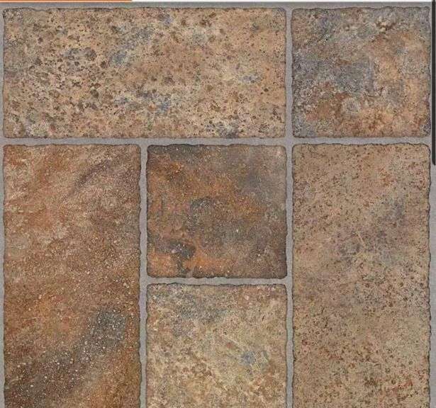 9- cases TrafficMaster
Bodden Bay Terra Cotta 3 MIL x 12 in. W x 13 in. L Peel and Stick Vinyl Tile Flooring (30 sqft/case)