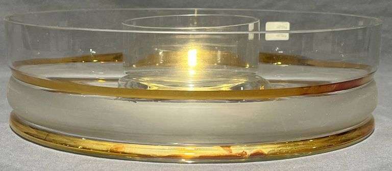 Removeable Glass Insert Fostoria Glass Chip and Dip Tray with Gold-Tone Accents and Removable ...