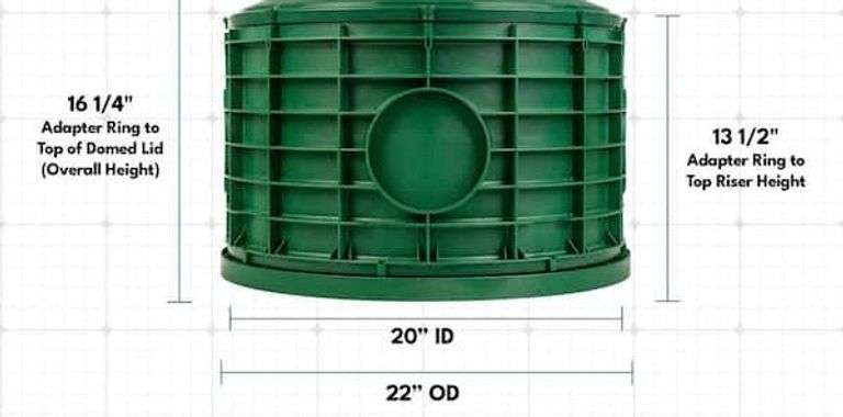 Pvc Riser Green 20 in. x 12 in. Green Septic Tank Riser with out lid and adapter ring ...