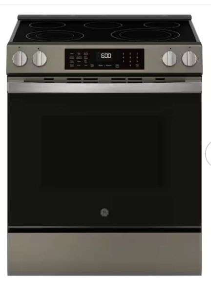 GE 30 in. 5 Burner Element Smart Free-Standing Electric Convection Range in Slate w/ EasyWash Oven Tray, No-Preheat Air Fry model # GRS600AV1FS