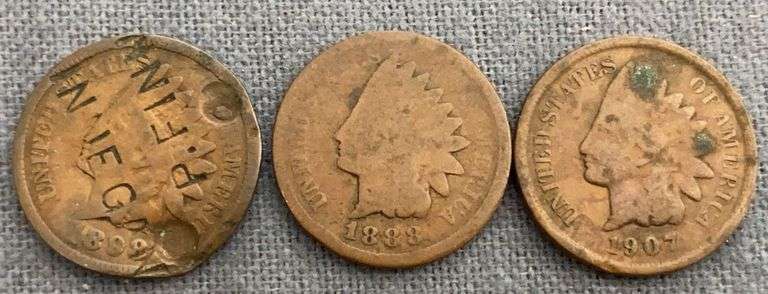 (3) Indian Head Cents 1888-1907