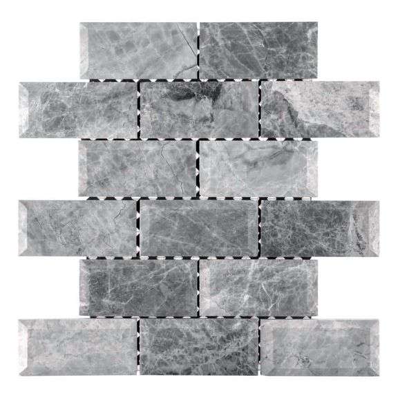 JEFFREY COURT - Tundra Grey 2 x 4 Beveled 10 in. x 11.75 in. Interlocking Polished Marble Mosaic Tile (8.16 sq. ft./Case)
