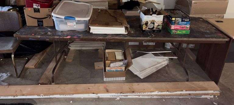 Metal-Framed Folding Table (cosmetic damage, other items not included ...
