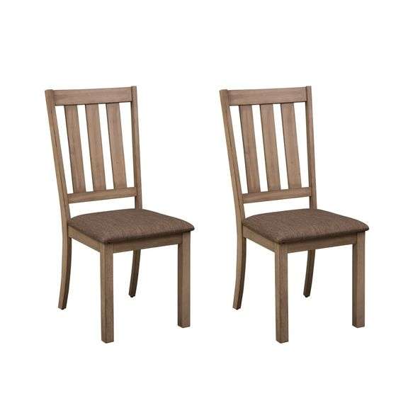 SAND & SABLE - Eleora Slat Back Side Chair w/ Upholstered Seat (Set of 2)