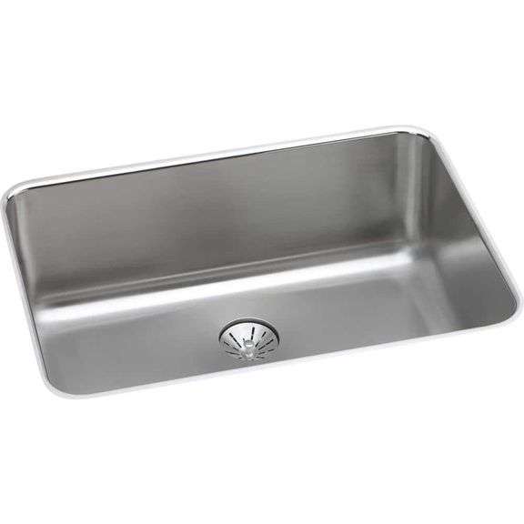 ELKAY - Lustertone Classic 27 in. Undermount Single Bowl 18-Gauge Stainless Steel Kitchen Sink w/ Accessories