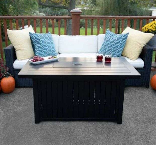 Allen Roth Fire Columns Allen + Roth 48-in W 40000 Maximum BTUs Steel Rectangle Fire Table ...