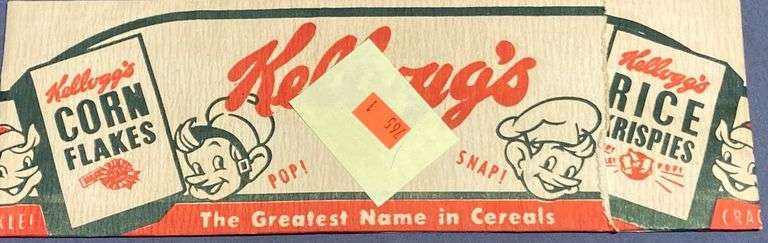 Kellogg’s Promotional Cereal Box Paper Hat with Corn Flakes and Rice Krispies Design, 11”x3.5”