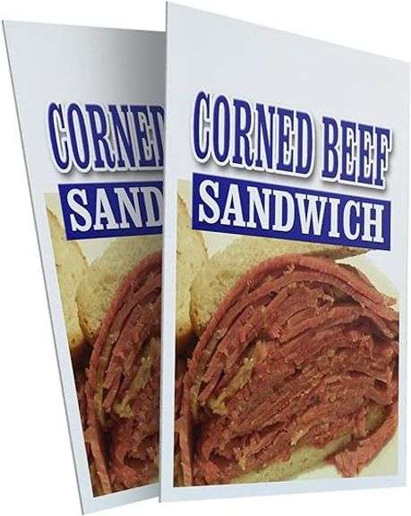 SIGNMISSION - Corned Beef Sandwich (2-Pack) 24 x 36 in Plastic Signs ...