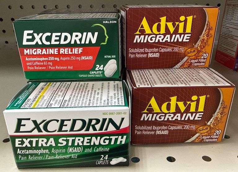 5 Boxes Excedrin (24 Caplets Each) and 3 Boxes Advil (20 Capsules Each ...