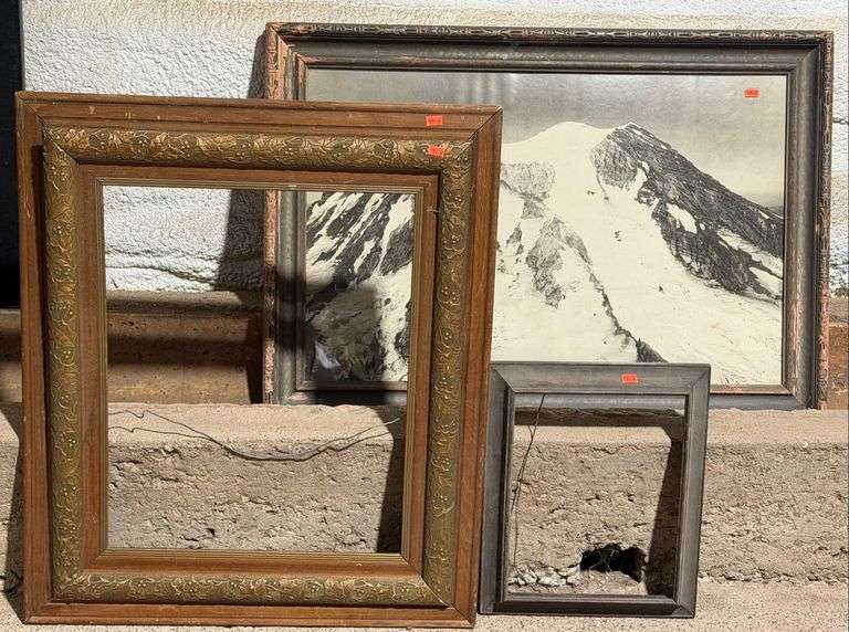 Various Framed Decorative Pieces & Empty Frames 34.5” x 24.5”, 12.5” x ...