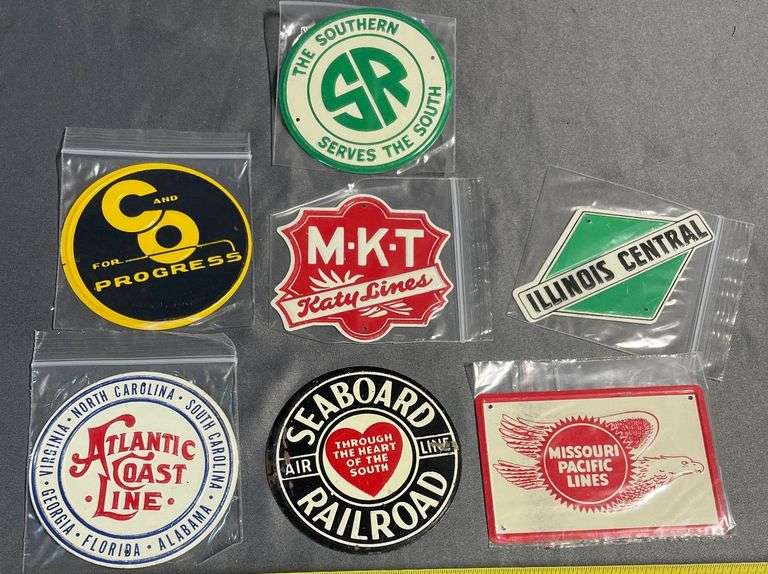 (7) 1954 Post Sugar Crisp Railroad Emblems