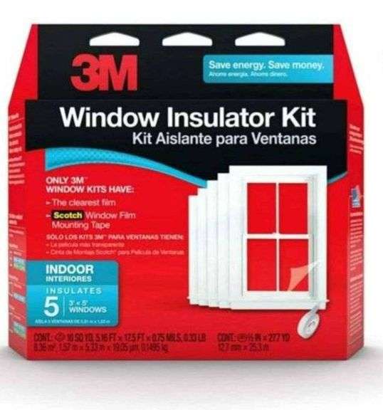 3M indoor window insulator kit insulates 5- 3′ x 5′ windows 5 pack