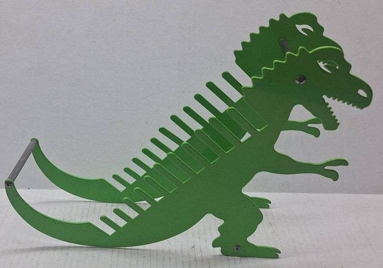 Dinosaur Display Rack Green Dinosaur-Shaped Metal Organizer Rack 14×10.5″ - Metzger Property ...