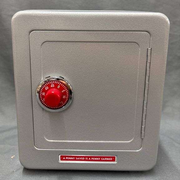 Metal Safe with Red Combination Dial and Coin Slot 7.5”x8”x6 ...