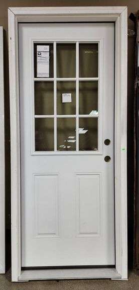 JELD-WEN pre hung 9 panel left inswing 32″ x 80″ door frame has scuffing