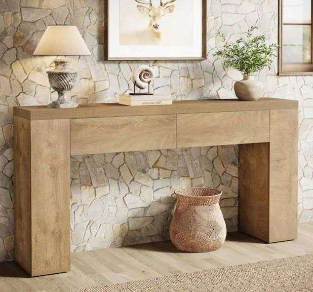 Turrella Turrella Light Brown Console Tables. Rectanale Wood Console Table with ...