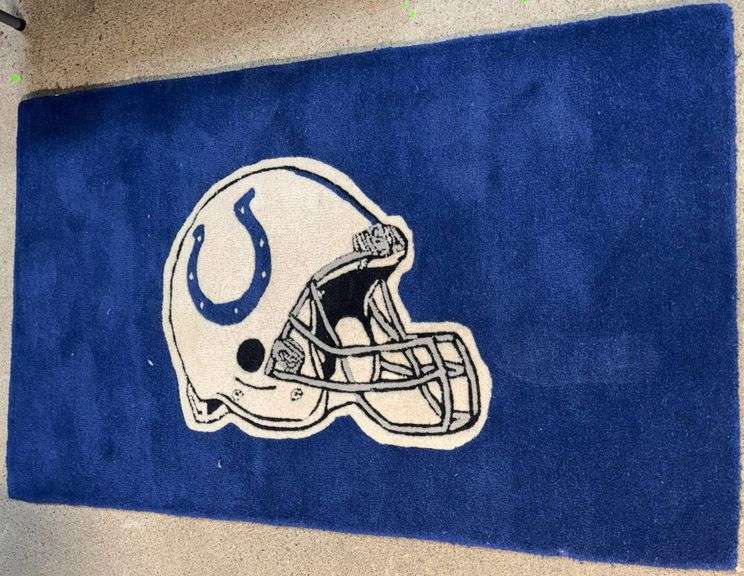 Indianapolis Colts Blue Hand-Tufted Wool Rug Featuring Football Helmet ...