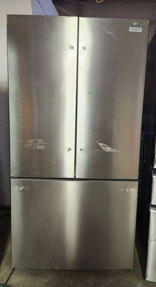 NON WORKING Frigidaire 36 in 29 cu. ft. Standard Depth French Door Refrigerator in Smudge-Proof Stainless Steel with Internal Water Dispenser model # FRFN2813AF4 handles are broken has scuffing and doesn’t get cold sold as is no returns