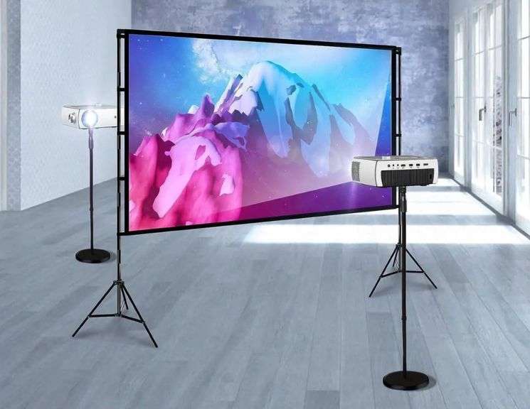 Projection Screen with Frame and Portable Projectors 84″ - Metzger ...
