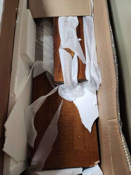 Noble House Dexter 48.82 in. Brown Rectangle Wood Console Table, Entryway Sofa Side Table with 3 Storage Drawers and 2 Shelves has damage on end sold as is