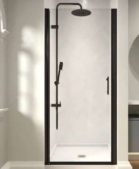 imperiol Modern 30 to 31-3/8 in. W x 72 in. H Pivot Frameless Shower Door in Matte Black Finish with 1/4 in. (6mm) Clear Glass