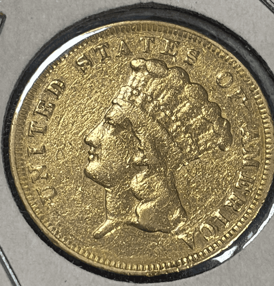 1874 Large Head Indian Princess $3 Gold Coin