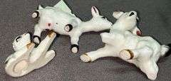 Porcelain  Rabbits and Goats - Some Damage, Chick Painted Egg Signed Fran anderson 1972