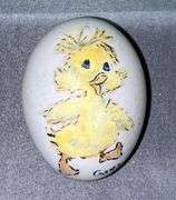 Porcelain  Rabbits and Goats - Some Damage, Chick Painted Egg Signed Fran anderson 1972