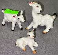 Porcelain  Rabbits and Goats - Some Damage, Chick Painted Egg Signed Fran anderson 1972